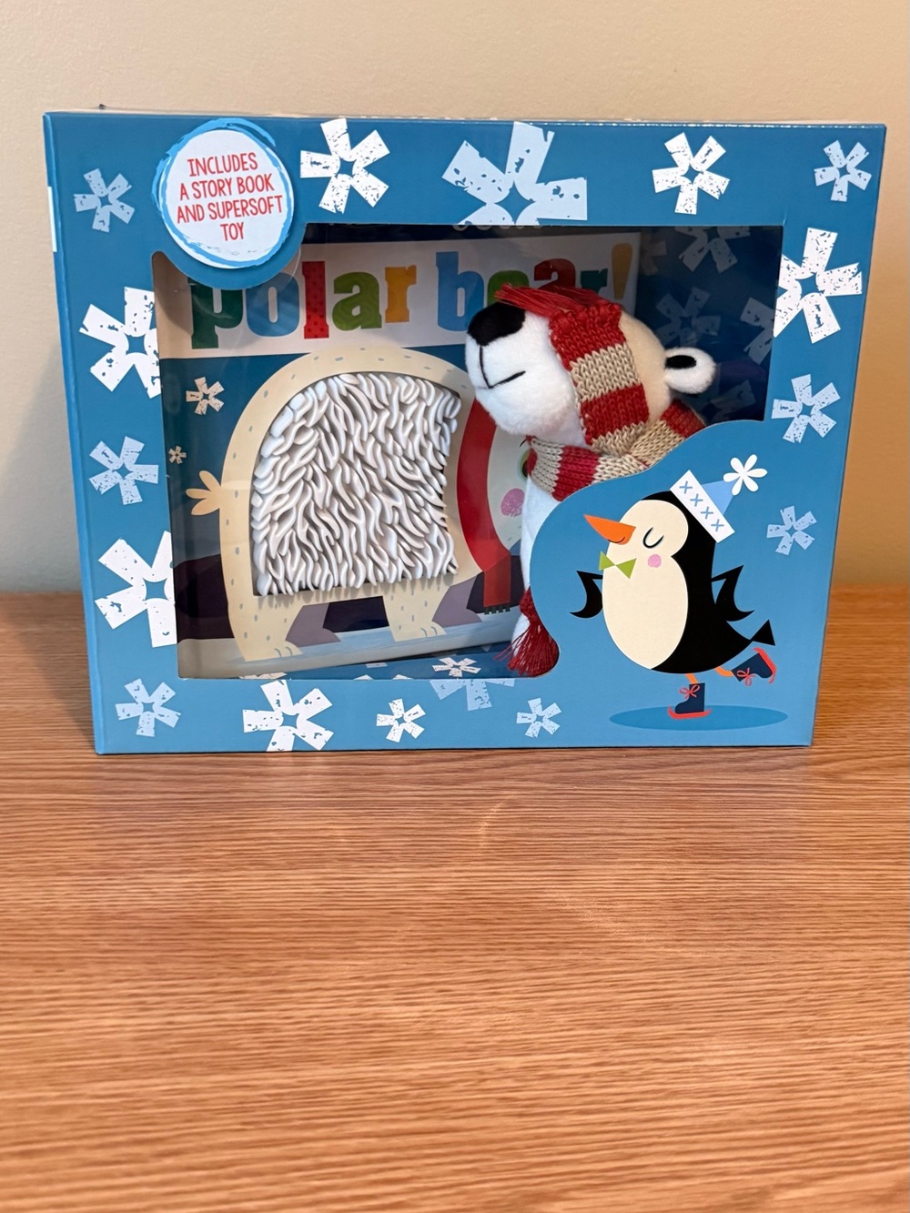 Brand new- Polar Bear Storybook Gift Set with Red & Cream Plush